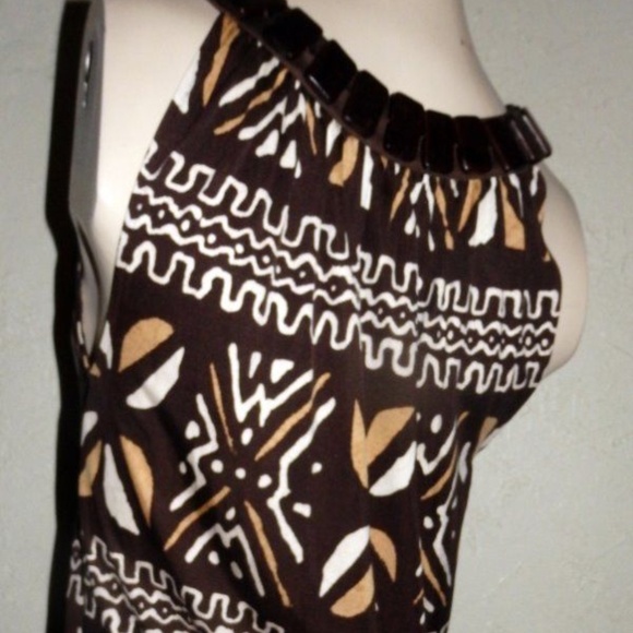 Anne Kleiin  Brown Aztec Print Knit Top/Shirt Sz M - Picture 5 of 8